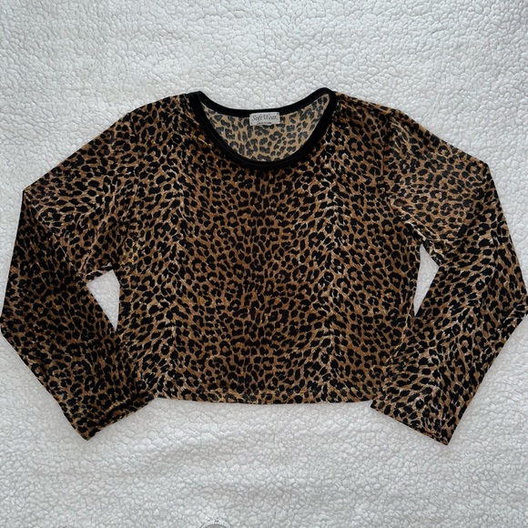 VTG Y2K velvet animal leopard cheetah print long sleeve top made in USA 90s sz M - Picture 1 of 7